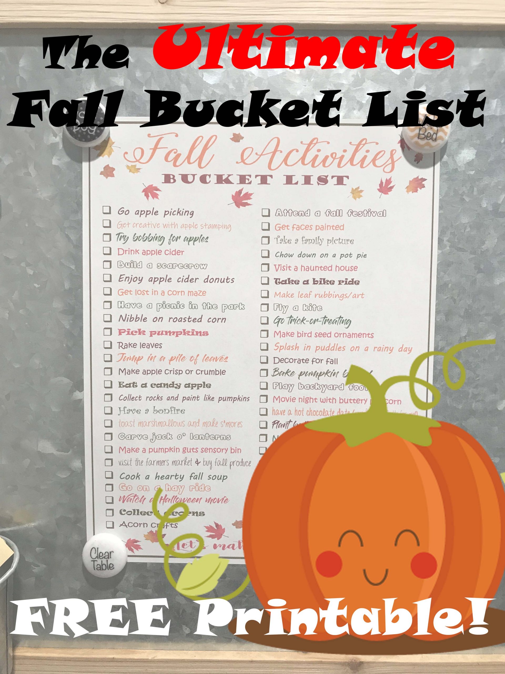 Free Printable – Ultimate Fall Bucket List!
